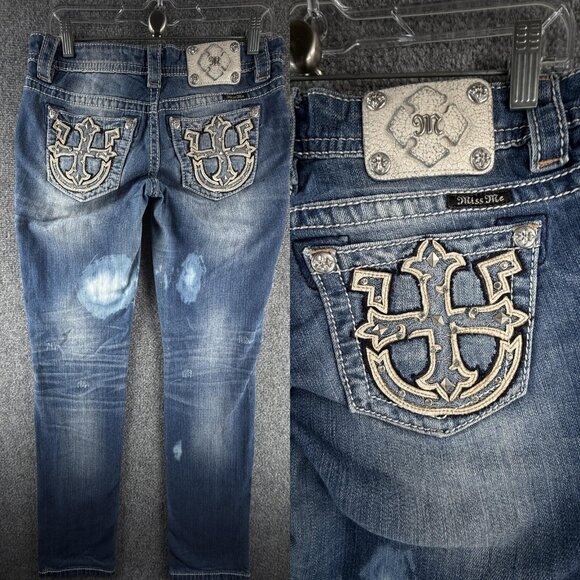 Miss Me Denim Jeans Women Embellished Studded Cross JW7538T **** ACTL 30X33.5 - Picture 1 of 16